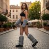 Soft Faux Furs Leg Sleeves Winter Leg Warmers Elastic Thermal Protective Boot Covers Footless Socks For Women Hosiery