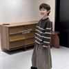 Unisex Children's Casual Striped Knit Sweater - Soft Retro Autumn/Winter Wear 2025