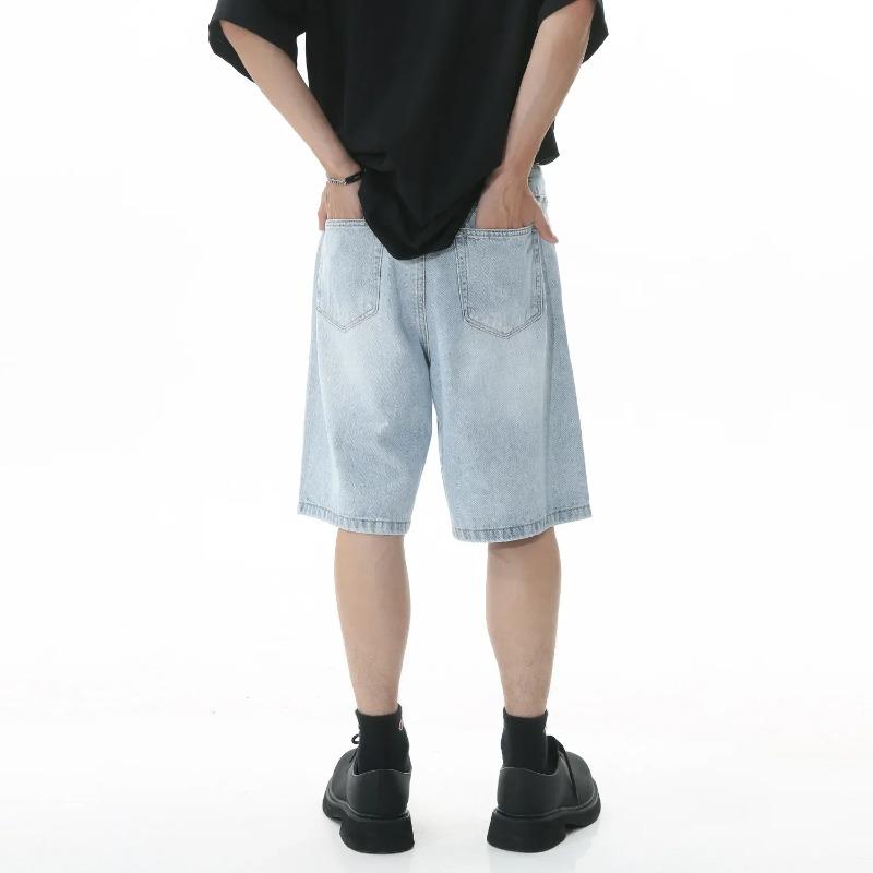 Vintage Pánské Džíny High Streets Široké Kalhoty Pánské Letní Baggy Džíny Džínové Šortky Streetwear Délka Ke Kolenům Krátké