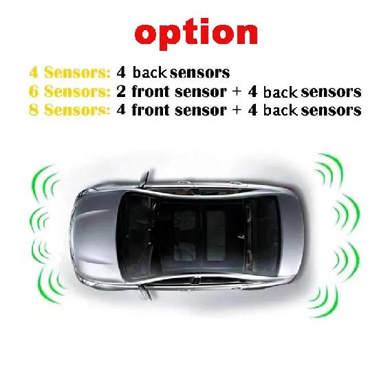 New LED Parking Sensor System Backlight Parktronic Monitor Display Kit Backup Detector Assistant 4 Probes