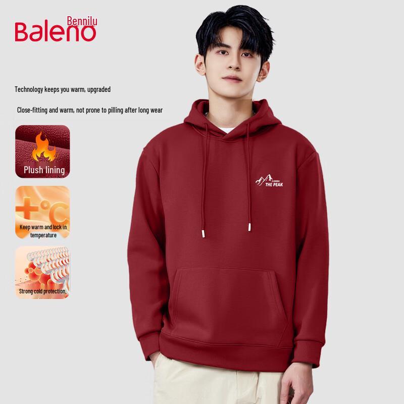 Baleno Men's Winter Thickened Fleece Hooded Sweatshirt