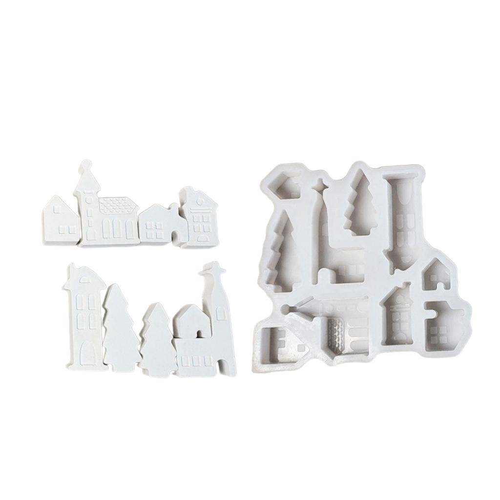 Artistic Silicone Mold Small House Shape Figurine Molds Silicone Texture for Festival Gifts and Engaging in Family Craft