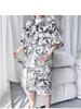 ZY30 Men's Summer Tie-dye Ice Silk Floral Two-piece Casual Set with Short-sleeved Shirt and Shorts