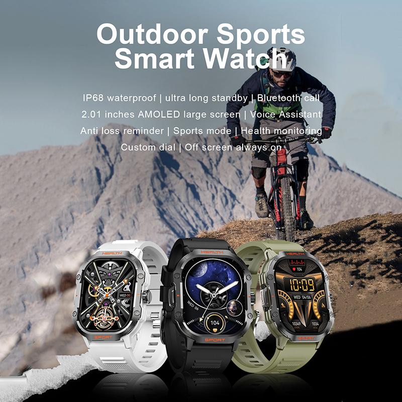 Rainbuvvy HK24 Smart Watch 2.01inch AMOLED JL7012 BLE5.3 Bluetooth Call IP68 Waterproof 260mAh NFC Android Sports Watch