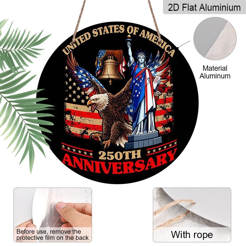 2D Flat Retro Aluminum Wall Decals In Various Sizes. Independence Day Theme, Featuring A 250th Anniversary Bald Eagle and Flag Design. Ideal for Home
