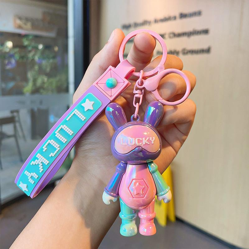 

Trendy Lucky Rabbit Keychain Colorful Silicone Keyring For Birthdays And Celebrations PurplePink
