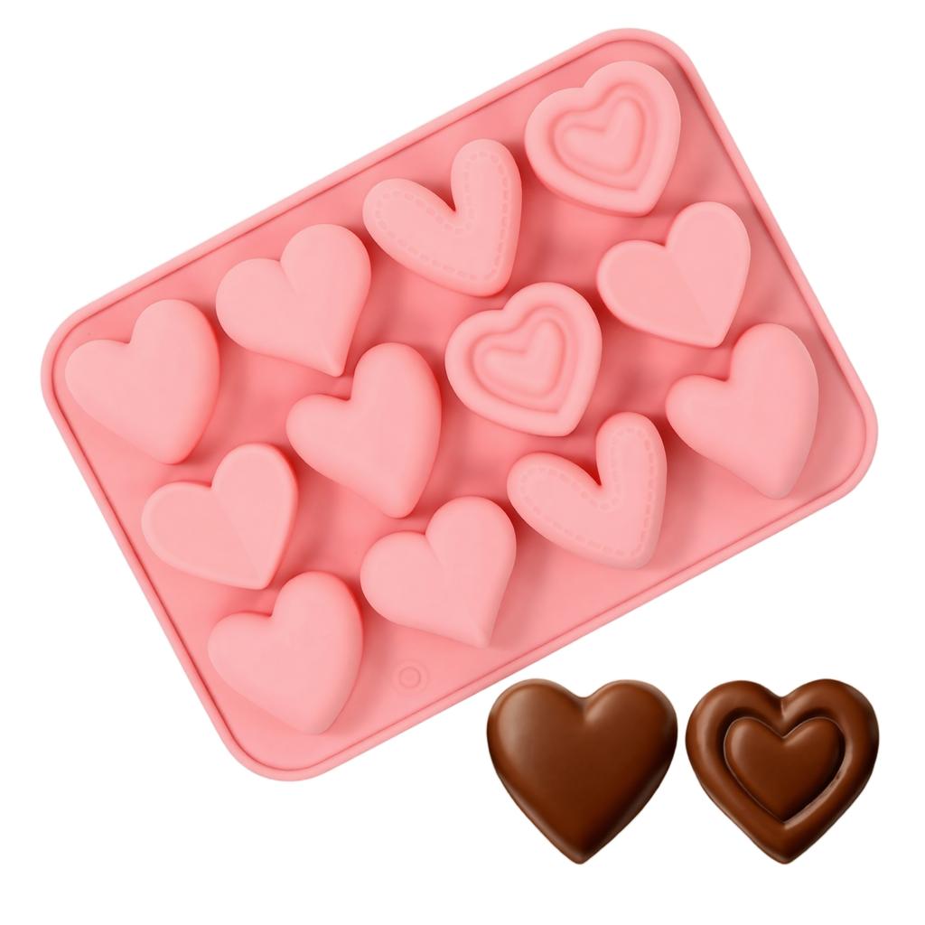Heart Shape Silicone 12 Cavities, Nonstick Baking for Chocolate , Free Heat Easy Release