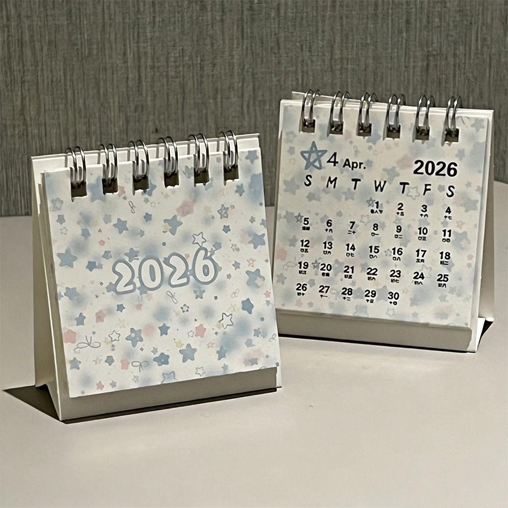 Mini Desktop Calendar Coil Binding Schedule Planner Cute 2026 Desk Calendar  Office School Supplies