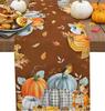 Autumn Thanksgiving Pumpkins Linen Table Runner Party Decor Fall Maple Leaves Kitchen Dining Table Runners Thanksgiving Decor