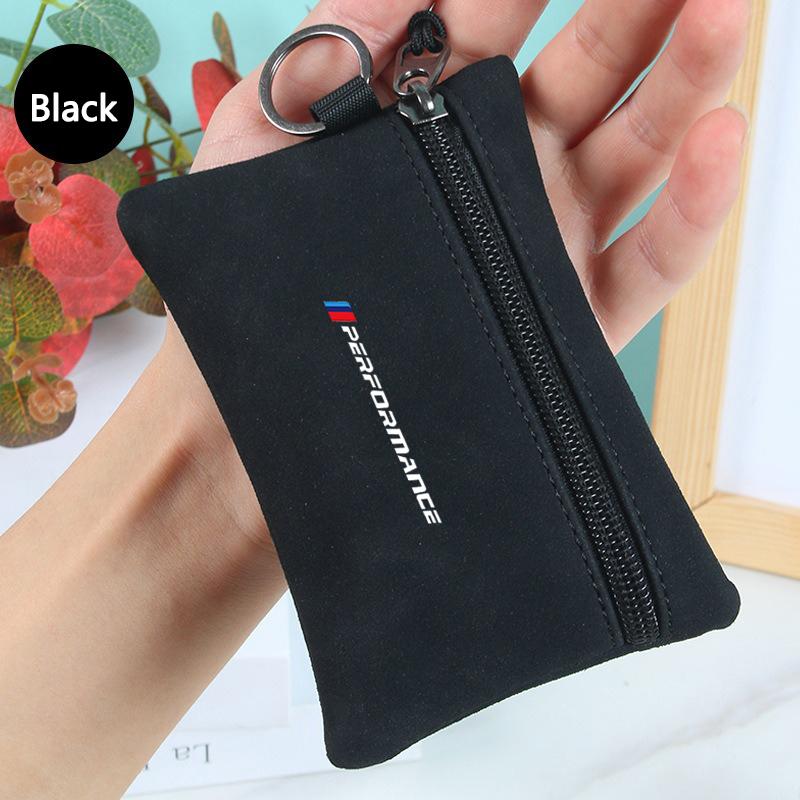 Portable Suede Car Key Bag Zipper Wallets Card Coin Pouch For BMW Performance X1 X3 X4 X5 E46 E90 F20 E60 E39 F10 M1 M2 M3 M5 M6 GR3