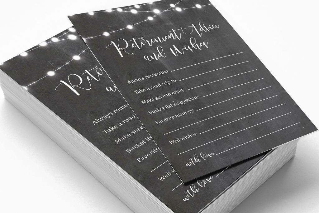 Inkdotpot Pack of 50 Advice & Wishes for Retirement Party, Game Activity for Retirement Party Celebration, Guestbook Alternative 5X7 Inches