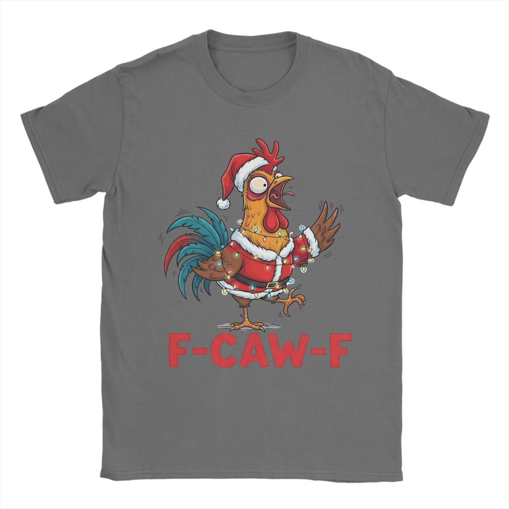 Lustige Weihnachten F-Caw-F Hühner T-Shirts Herren Rundhals Reine Baumwolle T-Shirts Kurzarm T-Shirts Übergrößen Tops