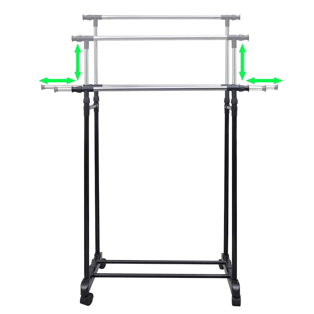 Adjustable Clothes Rack with 4 Casters and 2 Clothing Rods