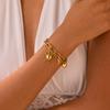 GEMCHIC Women's Vintage Gold Moon Sun Heart Pendant Chain Stainless Steel Bracelet
