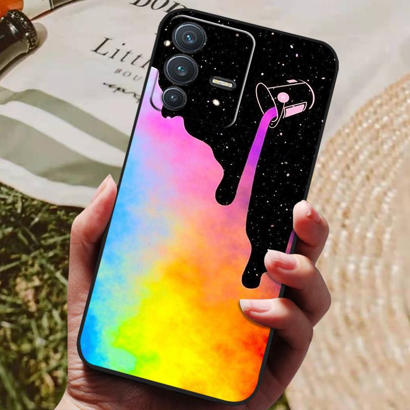 Für vivo V23 5G Hülle V2130 Weiche TPU Silikon Handyhülle Für vivo V23 5G Hüllen Schwarzer Bumper V 23 Funda für vivoV23 Coque Shell