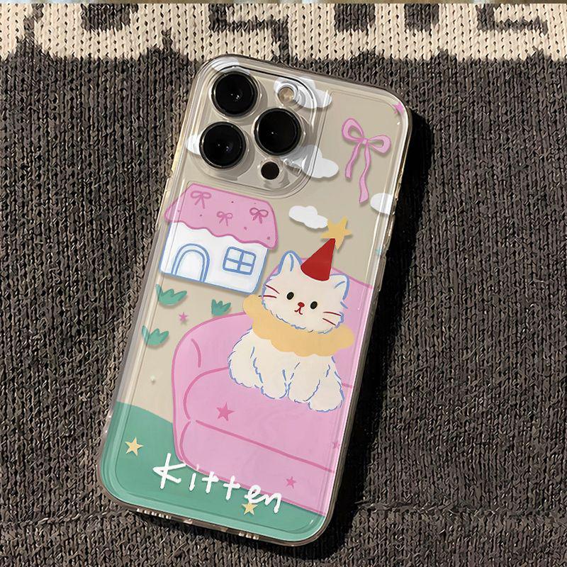 Starorůžový pohovkový kryt na telefon pro Apple 13-16 Pro Max, Průhledný vesmírný design