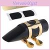 Black Soprano Durable Mouthpiece Saxophone With Cap Clip Reed 2pcs Teeth Pad
