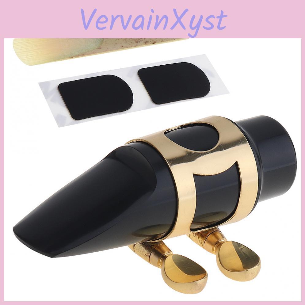 Black Soprano Durable Mouthpiece Saxophone With Cap Clip Reed 2pcs Teeth Pad