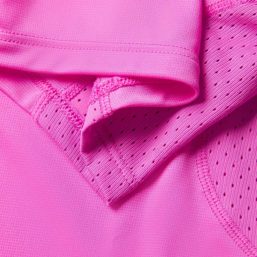 Li Ning Breathable Knitted Round Neck Pullover Short Sleeve T-Shirt Women Tops Fluorescent-Pink Purple Red ATSV004-4