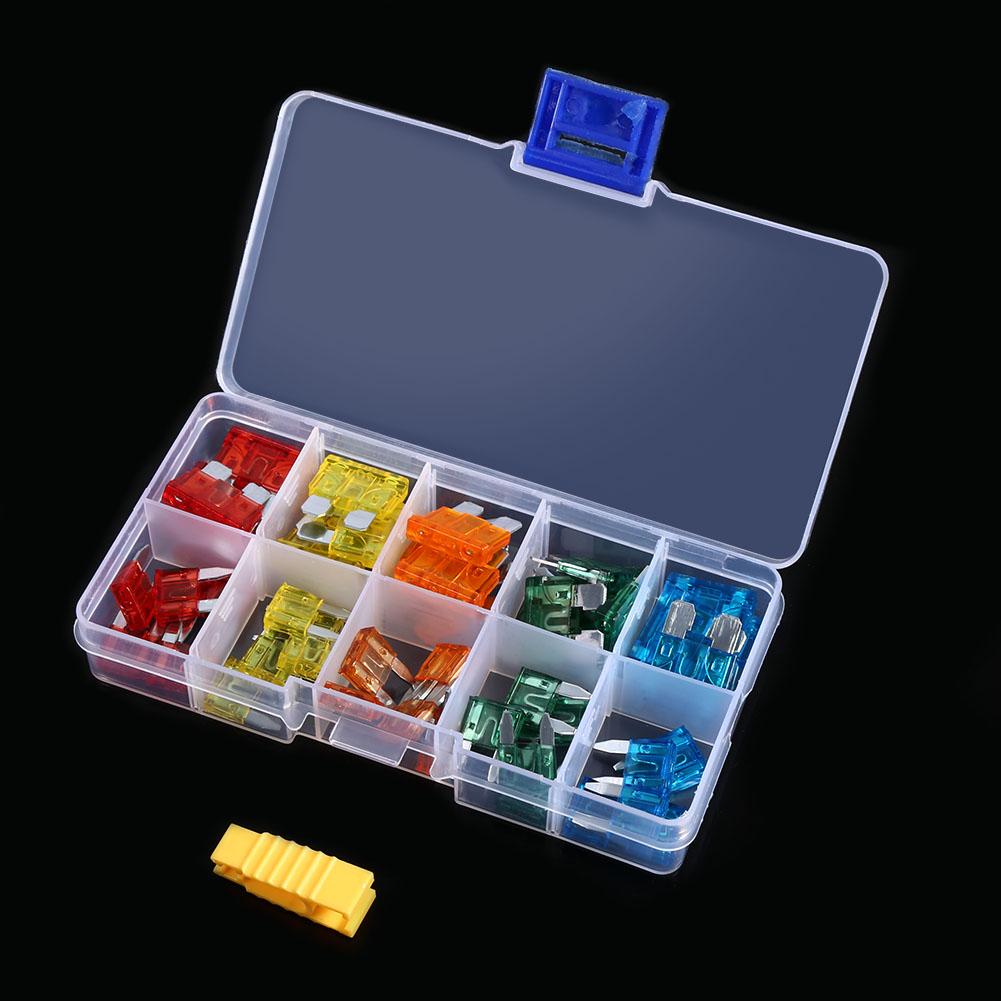 50pcs Assortment 5A 10A 15A 20A 30A Car Blade Fuse With Clip Auto Standard Mini Fuse