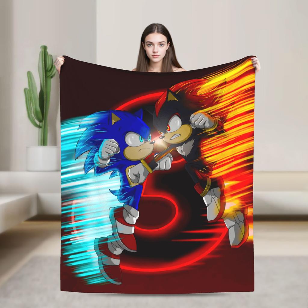 Sonices the H-Hedgehogs Shadow Soft Blankets Kids Adult Plush Throw Blanket Novelty Couch Chair Flannel Bedspread Sofa Bed Cover