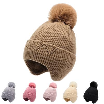 1 Stück Hut Damen Winter Koreanische Version Großer Pompon Warme Fleece-Überziehmütze Winter Verdickte Wolle Ohrenschutzmütze