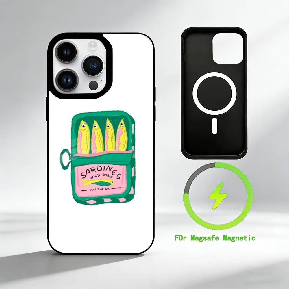 C-Canned S-sardines Phone Case For iPhone 17 16 15 14 13 12 Pro Max Plus for Mirror Wireless Magnetic Cover