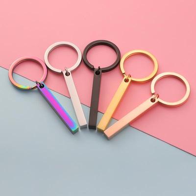 Europäischer & Amerikanischer Stil Edelstahl Schlüsselanhänger mit 3D Spiegel Rechteckigem Anhänger