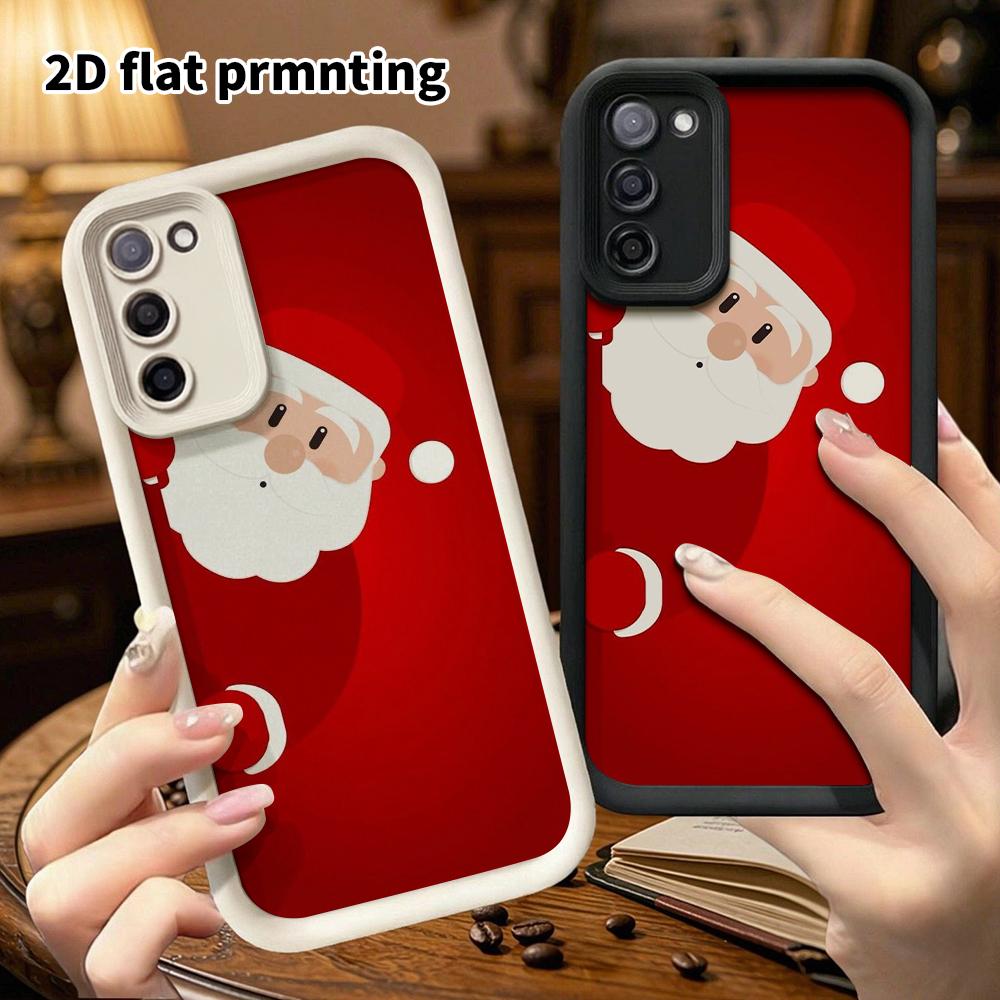 Phone Case: 2D Flat Samsung Galaxy A34 A35 M05 M06 S20 S22 S21 FE Plus 5G Step Design Protective Case, Peeping Santa Claus, Christmas and Halloween Gi