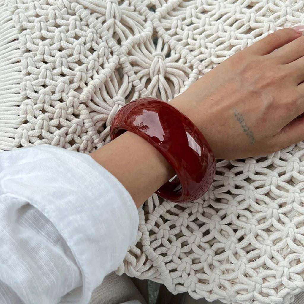 Ingemark 3 Styles Vintage Irregular Glossy Resin Acrylic Bracelets for Women New Trend Boho Wide Bangles Y2K Jewelry Accessories