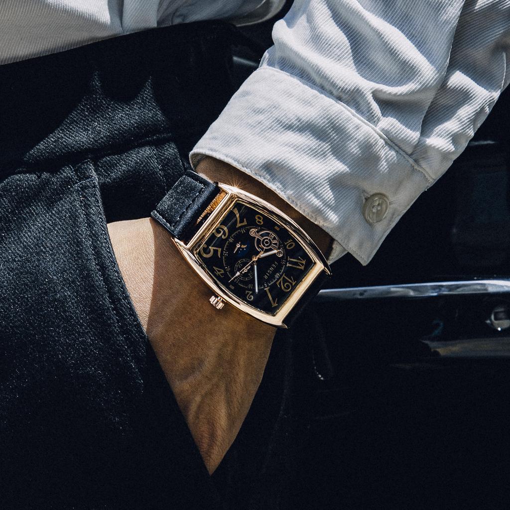 Barrel Watch Men's Imitation Mechanical Belt Quartz Watch Fashion Watch North America