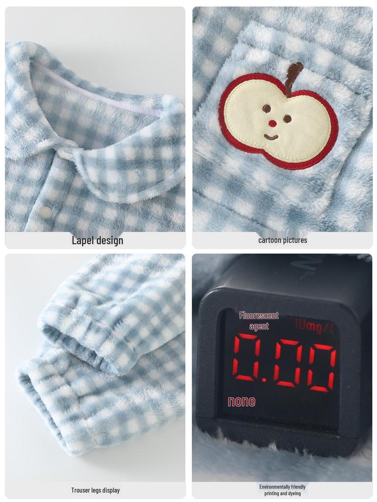 DUUDUU Fleece-Lined Baby Pajamas - 2025 Autumn/Winter Korean Style Set