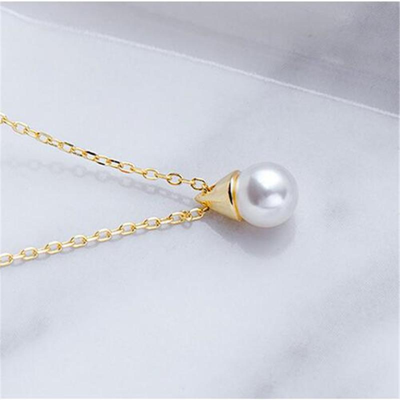 Nuova Moda Creativa Temperamento Perla Gioielli in Argento Sterling 925 Perline Guscio Piccola Lampadina Catena Clavicola Collane TYB389