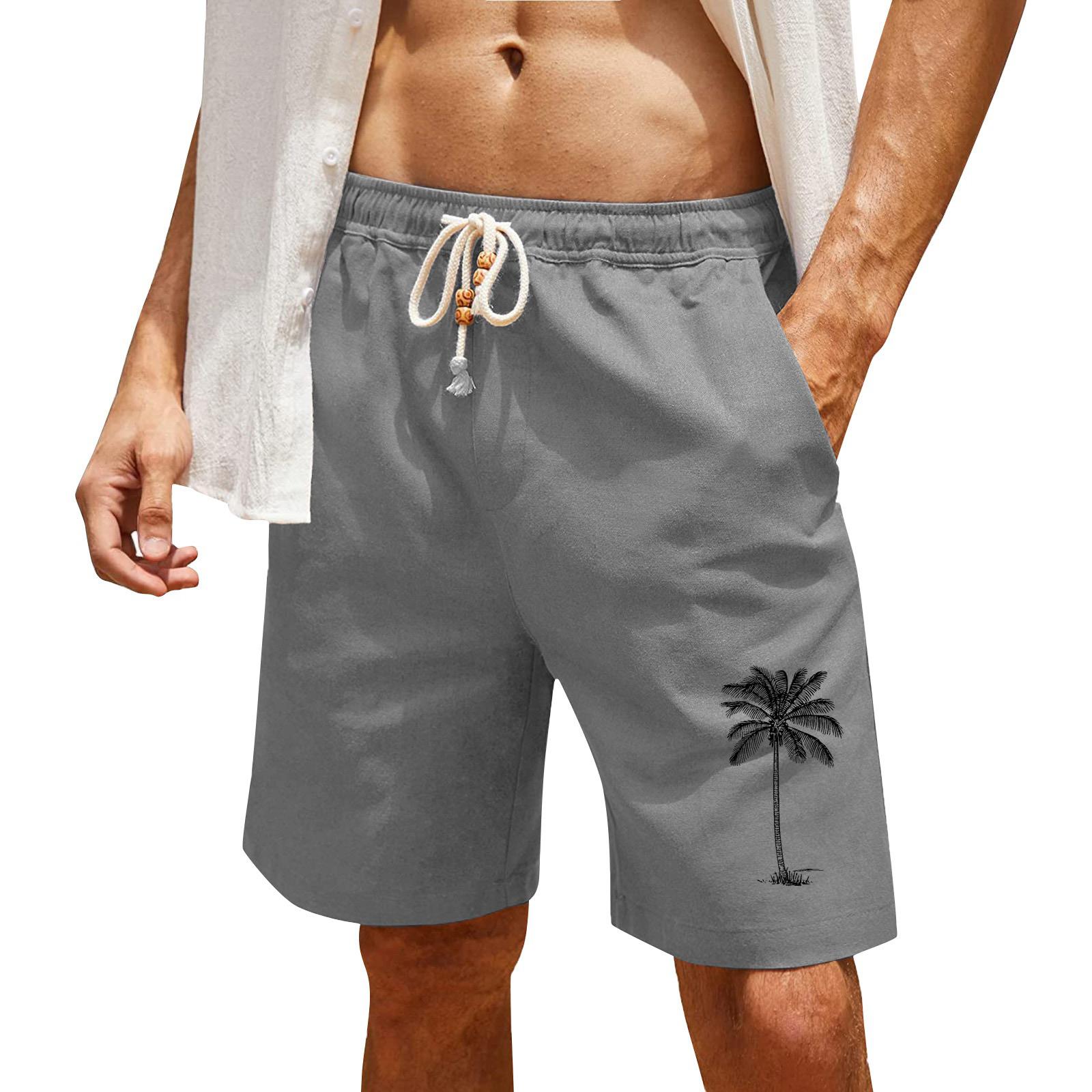 

Men’s Drawstring Waist Casual Shorts with Tree Embroidery Relaxed Fit Lightweight Breathable Summer Shorts for Daily Wear XXXL