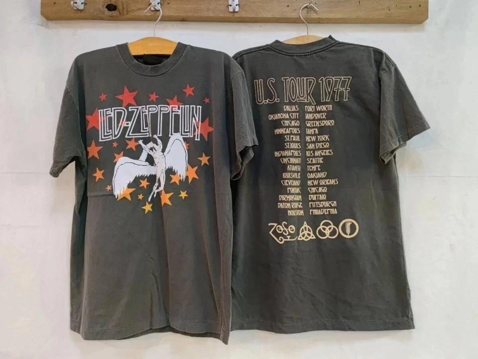 Led Zeppelin 1977 Tour Commemorative 2 Side Unisex T-Shirt Unisex T-Shirt XXXXL