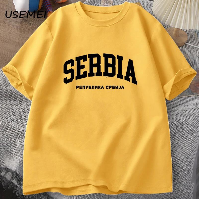 Republik Serbien T-Shirt Herren Sommer Baumwolle Kurzarm SERBIEN T-Shirt Harajuku Unisex T-Shirt Herrenbekleidung Bedrucktes T-Shirt Tops