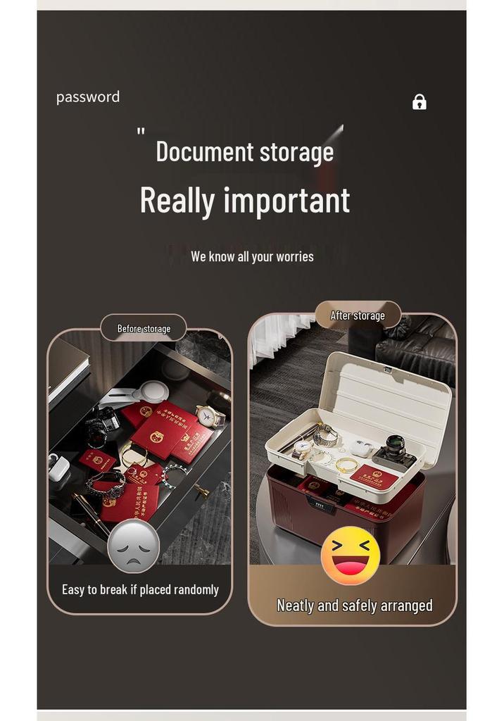 Large Capacity Dustproof Password Storage Box with Lid & Lock for Home & Bedroom