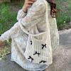 Yogodlns Bow Design Knitting Shopper Shopping Bag Female Shoulder Bags For Women Korean Fashion Soft Handbags Trend Travel Tote Bag