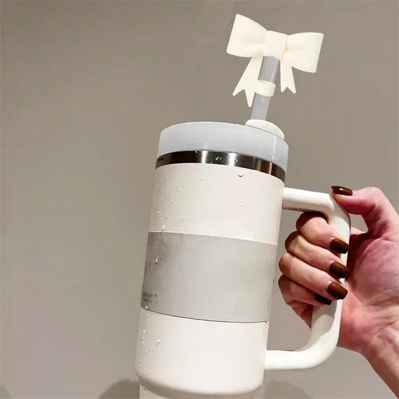 Bowknot Straw Covers Cap for Cup 30&40 Oz Tumbler Cups Reusable Silicone Accessories Straw Tips Lids Protector for 10mm Cups