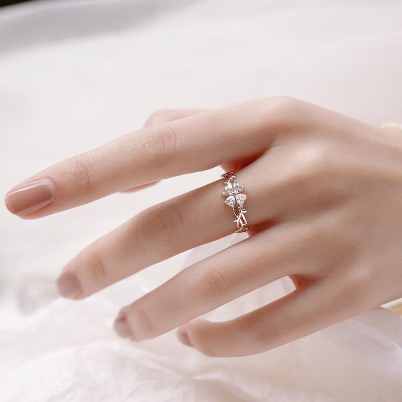Four-leaf Clover Ring Women's Korean Version Niche Temperament High-end Jewelry Personality Versatile Opening Adjustable New Ring