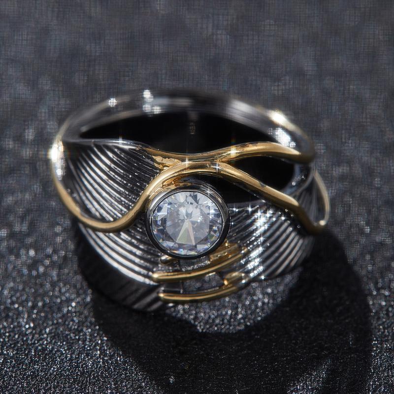 

Ретро Геометрические Линии Широкая Версия Изысканное Циркониевое Кольцо для Женщин Мужчин Индивидуальный Волнистый Узор Подарок на День Рождения Модный Циркон 8