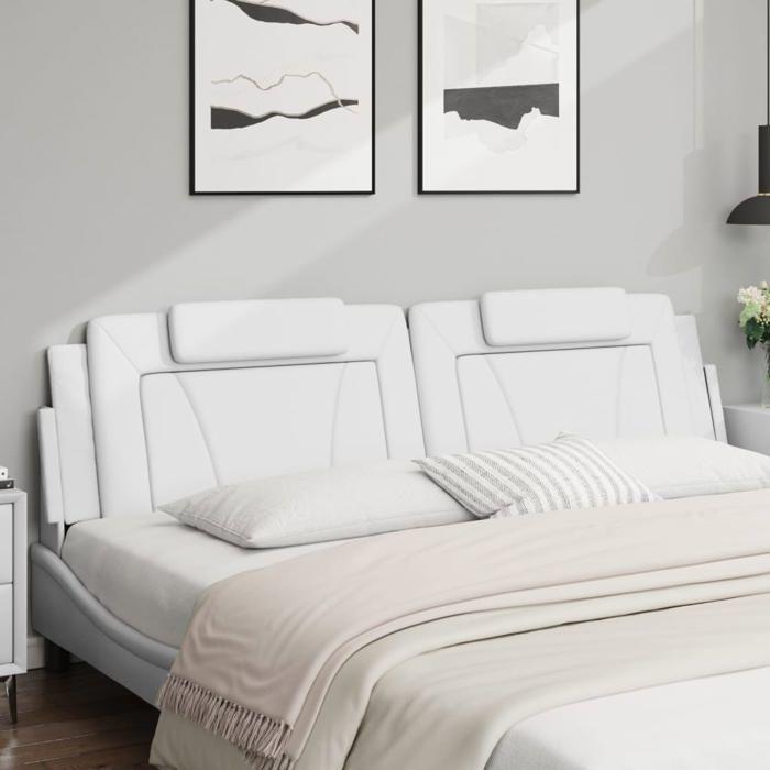 VidaXL Coussin de Tête de Lit, Oreiller de Lecture avec Fermeture à Glissière, Coussin de Lecture pour Lit Chambre, Blanc 374815