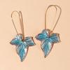 "Hecheng Wish Blue Maple Leaf Earrings - Cool and Beautiful Eternal Flower Design"