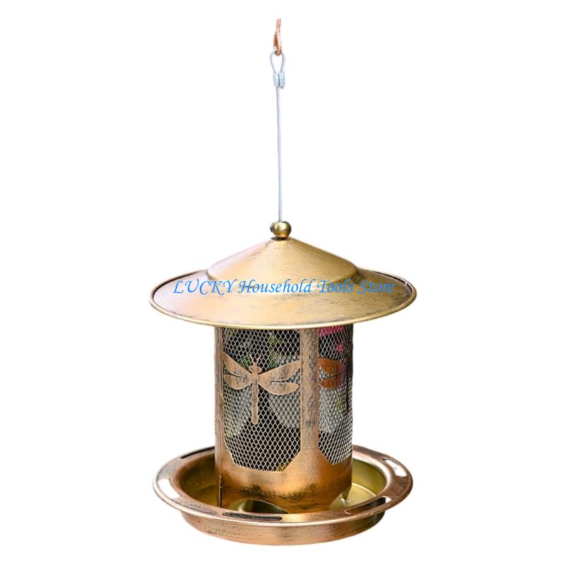 J0MC Outdoor Metal Bird Feeder Feeding Ports Squirrels Resistant Heavy Duty