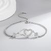 Zircon Double Heart Charm Bracelet Fashionable Party Accessories Jewelry for Sensitive Skin Versatile Women Accessory