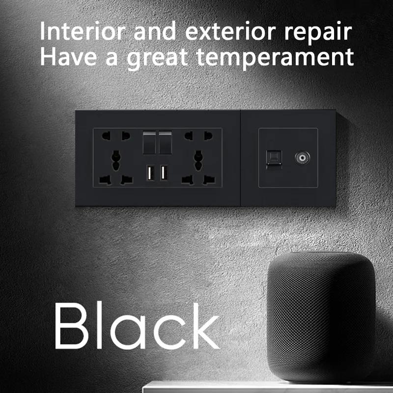 Black Wall Switch EU RU Vintage Flame Retardant Panel 1 Gang 1 Way Wall Rocker Switch On/Off 16A AC 250V Russian Socket