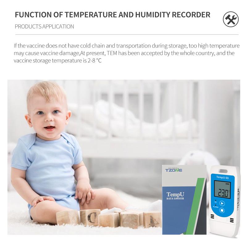 TempU 03 USB Thermometer Hygrometer logger  Reusable With 32000 Points Recorder Capacity RH TEMP Data Logger Recording Meter