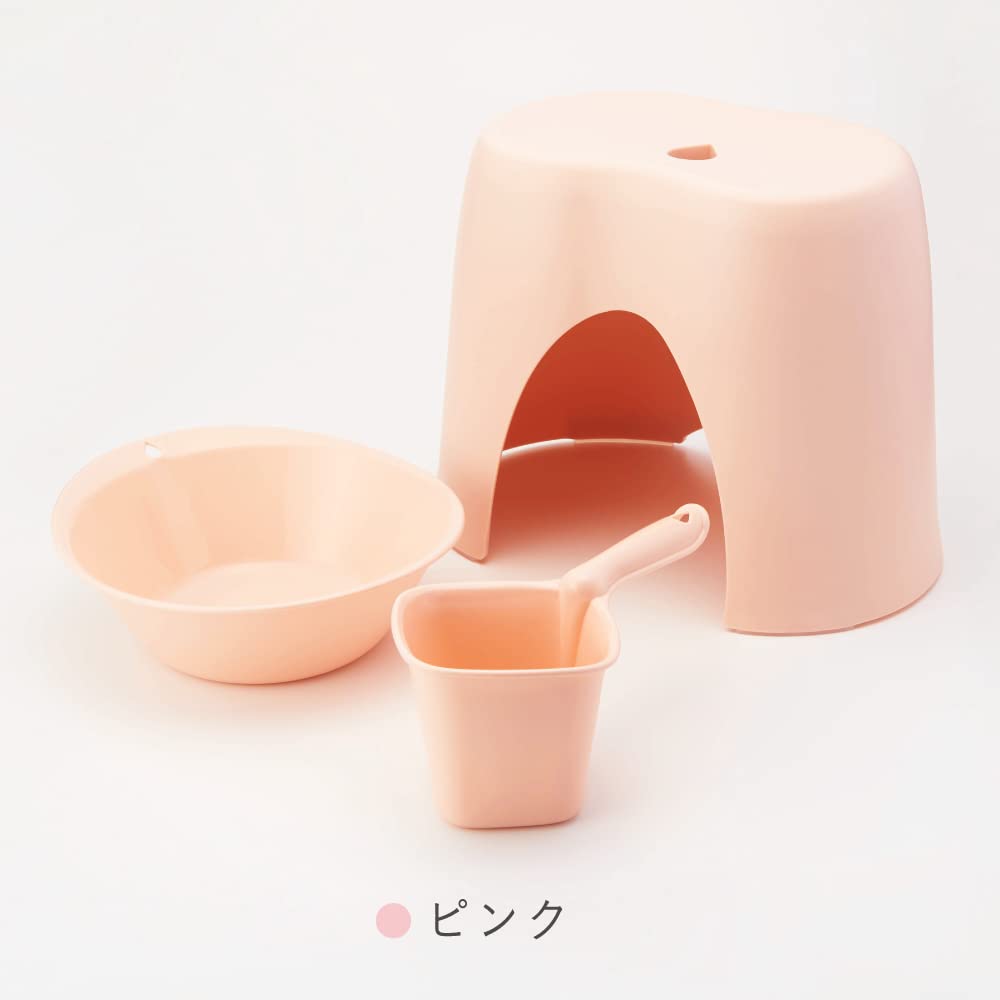 Fujiei Airy Drop Bath Chair, 30cm, Pink, Cute Drop-Shaped Design, Comfortable Seat, Antibacterial and Mold-Resistant