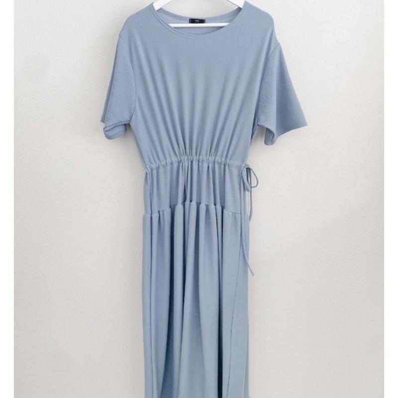 Shop   Women Round String Flare Short Sleeve Dress Beige Ara Wdr 3165