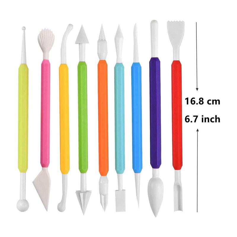 9-Piece Colorful Pottery Sculpting & Modeling Tools Set with 18 Heads